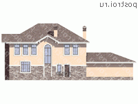 U-300-1P проект двухэтажного дома из пеноблоков с гаражом размером 13 на 22  - вид сзади