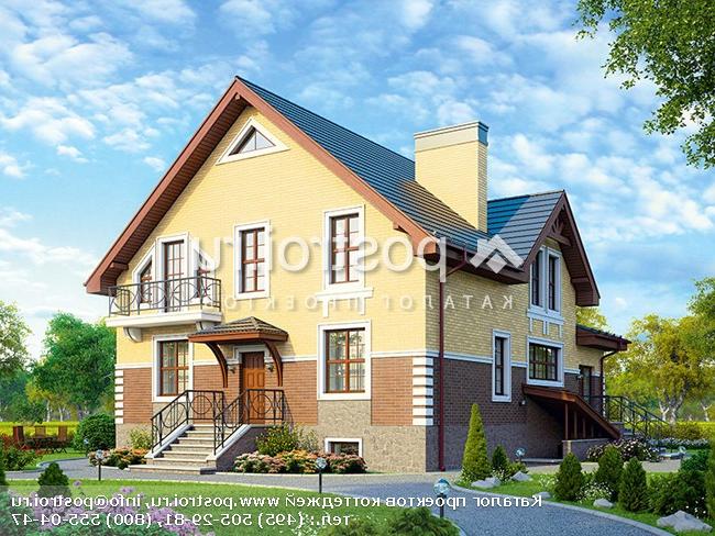 U-306-1P проект двухэтажного коттеджа из пенобетона с цоколем размером 11 на 14 