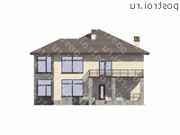 U-349-1K проект двухэтажного дома из кирпича размером 18 на 15  - вид спереди