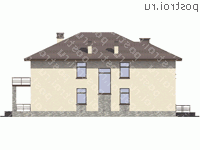 U-349-1K проект двухэтажного дома из кирпича размером 18 на 15  - вид слева