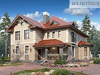 U-372-1P проект двухэтажного дома из газобетона с цоколем размером 14 на 13 