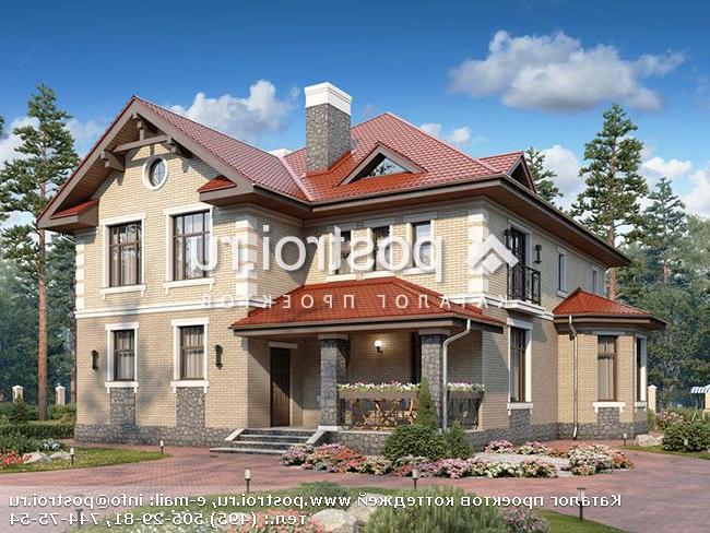 U-372-1P проект двухэтажного дома из газобетона с цоколем размером 14 на 13 