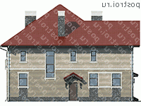 U-372-1P проект двухэтажного дома из газобетона с цоколем размером 14 на 13  - вид справа