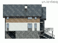 U-390-1P проект двухэтажного дома из газобетона с цоколем и гаражом размером 16 на 15  - вид справа