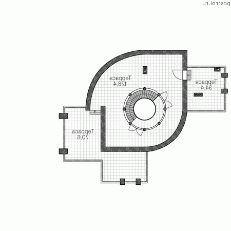 U-524-1M проект трехэтажного монолитного дома размером 23 на 32 - эксплуатируемая кровля