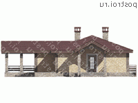 V-119-1P проект одноэтажного коттеджа из пенобетона размером 13 на 15  - вид спереди