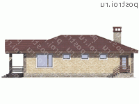 V-119-1P проект одноэтажного коттеджа из пенобетона размером 13 на 15  - вид слева
