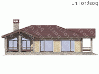 V-119-1P проект одноэтажного коттеджа из пенобетона размером 13 на 15  - вид справа