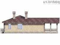 V-119-1P проект одноэтажного коттеджа из пенобетона размером 13 на 15  - вид сзади