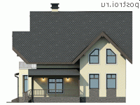 V-124-1P проект одноэтажного коттеджа из газобетона с мансардой размером 10 на 10 - вид слева