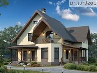 V-124-1P проект одноэтажного коттеджа из газобетона с мансардой размером 10 на 10