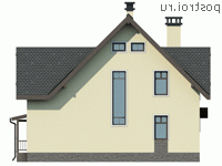 V-124-1P проект одноэтажного коттеджа из газобетона с мансардой размером 10 на 10 - вид сзади