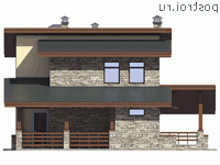 V-126-1K проект двухэтажного коттеджа из кирпича с гаражом размером 13 на 9  - вид спереди