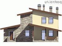 V-126-1K проект двухэтажного коттеджа из кирпича с гаражом размером 13 на 9  - вид слева