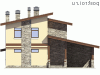 V-126-1K проект двухэтажного коттеджа из кирпича с гаражом размером 13 на 9  - вид справа