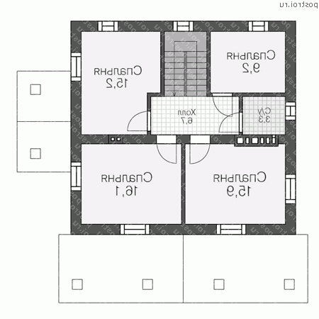 V-133-1P проект двухэтажного дома из газобетона размером 9 на 10 - 2-й этаж