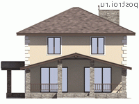 V-136-1K проект двухэтажного дома из кирпича размером 9 на 9  - вид спереди
