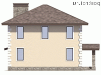 V-136-1K проект двухэтажного дома из кирпича размером 9 на 9  - вид сзади