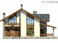 V-143-1P проект двухэтажного дома из газобетона размером 9 на 12  - вид спереди