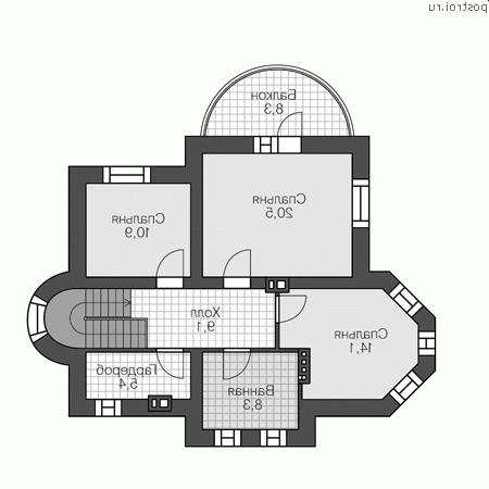 V-146-1P проект двухэтажного дома из газобетона размером 11 на 10  - 2-й этаж