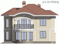 V-146-1P проект двухэтажного дома из газобетона размером 11 на 10  - вид сзади