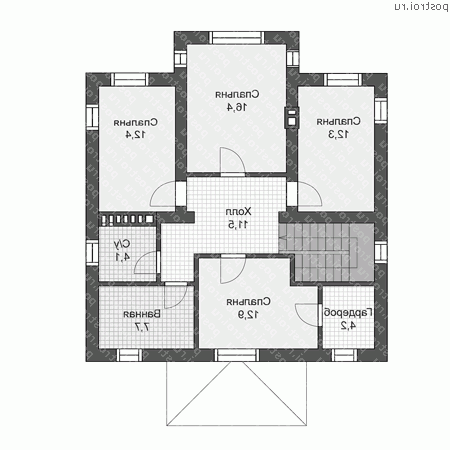 V-164-1P проект двухэтажного дома из пеноблоков размером 14 на 11  - 2-й этаж