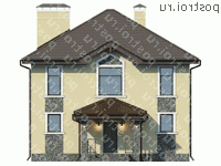 V-164-1P проект двухэтажного дома из пеноблоков размером 14 на 11  - вид спереди