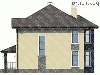 V-164-1P проект двухэтажного дома из пеноблоков размером 14 на 11  - вид слева