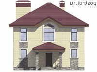 V-164-2P проект двухэтажного дома из пеноблоков размером 11 на 10  - вид спереди