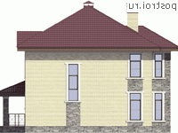 V-164-2P проект двухэтажного дома из пеноблоков размером 11 на 10  - вид слева