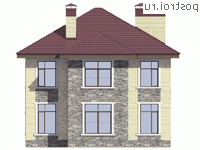 V-164-2P проект двухэтажного дома из пеноблоков размером 11 на 10  - вид сзади