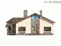 V-165-1P проект одноэтажного дома из пеноблоков размером 16 на 16  - вид слева