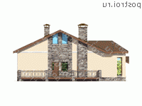 V-165-1P проект одноэтажного дома из пеноблоков размером 16 на 16  - вид справа