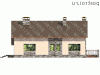 V-165-1P проект одноэтажного дома из пеноблоков размером 16 на 16  - вид сзади