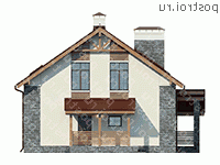 V-170-1P проект одноэтажного дома из пеноблоков с мансардой размером 11 на 10  - вид спереди