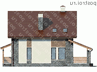 V-170-1P проект одноэтажного дома из пеноблоков с мансардой размером 11 на 10  - вид слева