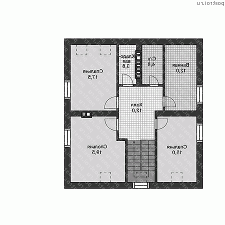 V-170-1P проект одноэтажного дома из пеноблоков с мансардой размером 11 на 10  - мансарда