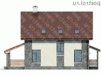 V-170-1P проект одноэтажного дома из пеноблоков с мансардой размером 11 на 10  - вид справа