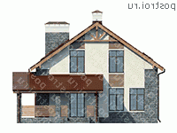 V-170-1P проект одноэтажного дома из пеноблоков с мансардой размером 11 на 10  - вид сзади