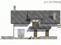 V-172-1K проект одноэтажного дома из кирпича с мансардой размером 11 на 10  - вид слева