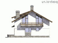 V-172-1K проект одноэтажного дома из кирпича с мансардой размером 11 на 10  - вид сзади