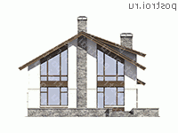 V-172-1P проект одноэтажного дома из пеноблоков с мансардой размером 11 на 10  - вид спереди