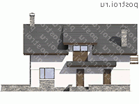 V-172-1P проект одноэтажного дома из пеноблоков с мансардой размером 11 на 10  - вид слева