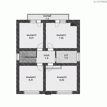 V-172-1P проект одноэтажного дома из пеноблоков с мансардой размером 11 на 10  - мансарда