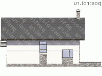 V-172-1P проект одноэтажного дома из пеноблоков с мансардой размером 11 на 10  - вид справа