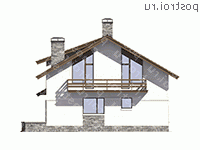 V-172-1P проект одноэтажного дома из пеноблоков с мансардой размером 11 на 10  - вид сзади