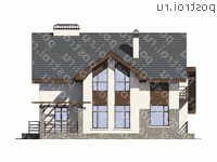 V-195-1P проект одноэтажного коттеджа из пенобетона с мансардой и гаражом размером 13 на 15  - вид справа