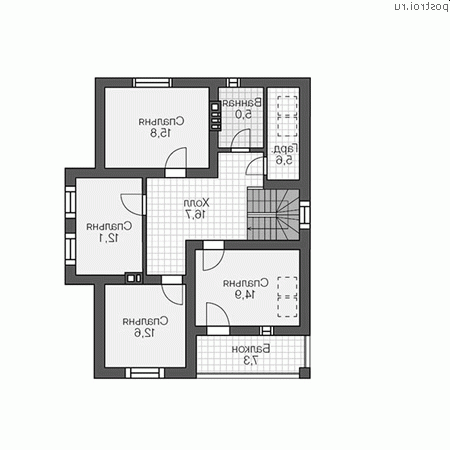 V-197-1K проект двухэтажного коттеджа из кирпича с гаражом размером 14 на 13  - 2-й этаж