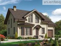 V-200-1P проект двухэтажного коттеджа из пенобетона с гаражом размером 14 на 11