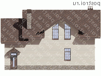 V-200-1P проект двухэтажного коттеджа из пенобетона с гаражом размером 14 на 11 - вид сзади